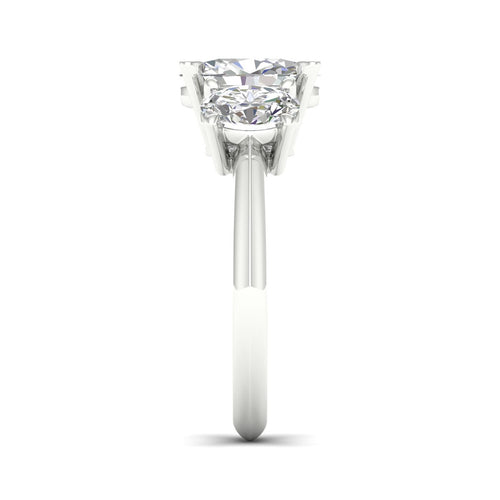 4 Ctw Oval Lab Grown Three Stone Engagement Ring