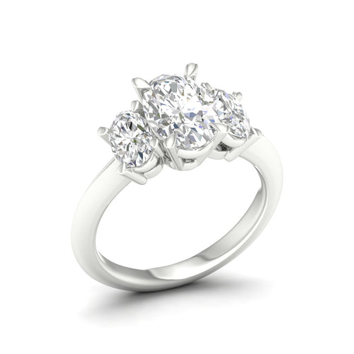 4 Ctw Oval Lab Grown Three Stone Engagement Ring
