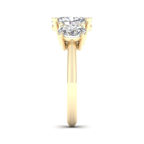 4 Ctw Oval Lab Grown Three Stone Engagement Ring