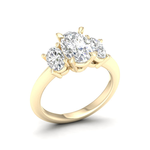 4 Ctw Oval Lab Grown Three Stone Engagement Ring