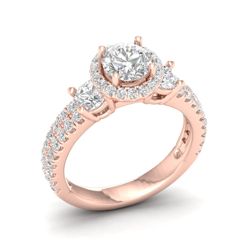 2 1/10 ctw Round Side Stone Double Row Halo Lab Grown Ring