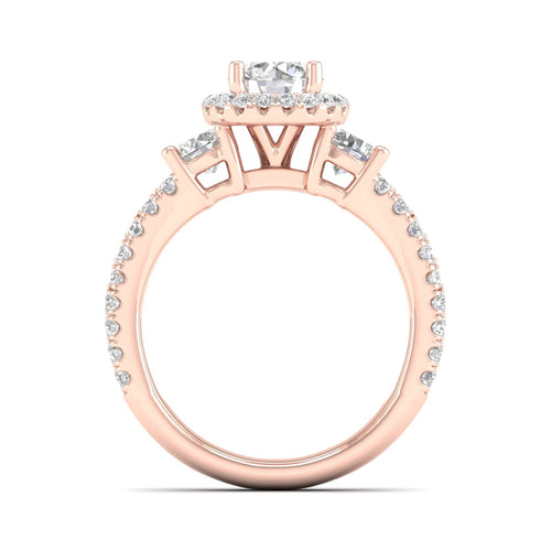 2 1/10 ctw Round Side Stone Double Row Halo Lab Grown Ring