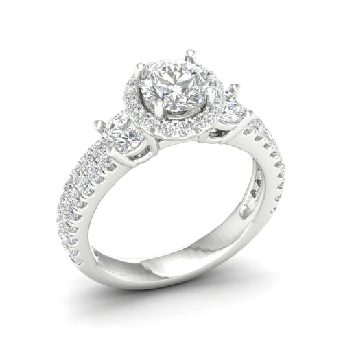2 1/10 ctw Round Side Stone Double Row Halo Lab Grown Ring