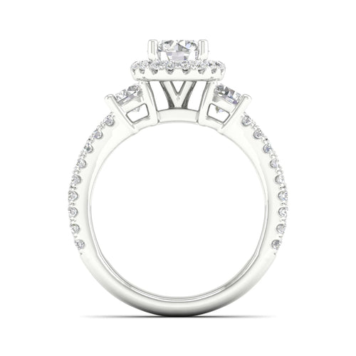 2 1/10 ctw Round Side Stone Double Row Halo Lab Grown Ring