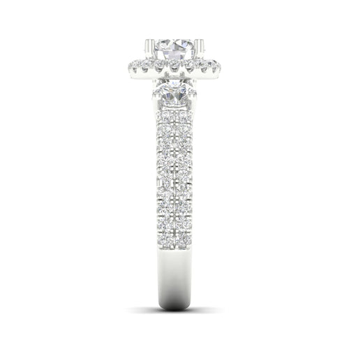 2 1/10 ctw Round Side Stone Double Row Halo Lab Grown Ring