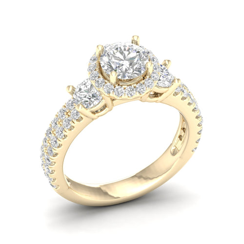 2 1/10 ctw Round Side Stone Double Row Halo Lab Grown Ring