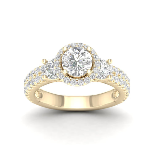 2 1/10 ctw Round Side Stone Double Row Halo Lab Grown Ring