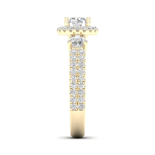 2 1/10 ctw Round Side Stone Double Row Halo Lab Grown Ring