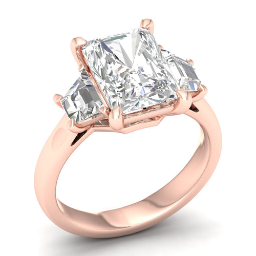 5 Ctw Emerald Side Stone Three Stone Engagement Ring