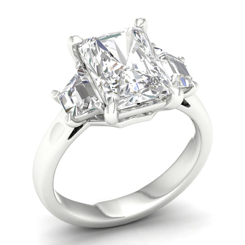 5 Ctw Emerald Side Stone Three Stone Engagement Ring