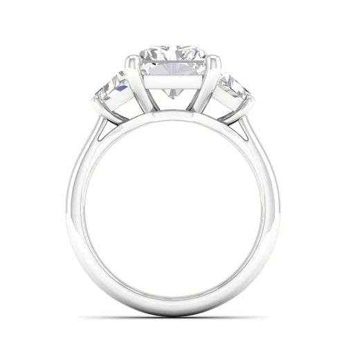 5 Ctw Emerald Side Stone Three Stone Engagement Ring