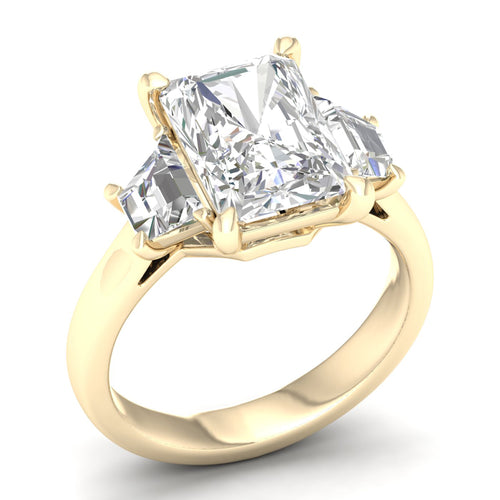 5 Ctw Emerald Side Stone Three Stone Engagement Ring
