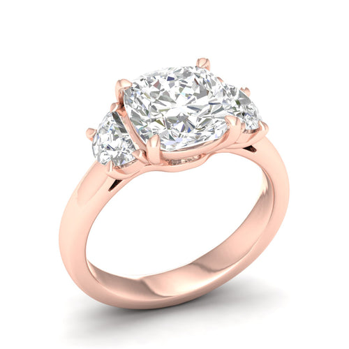 4 5/8 Ctw Cushion Side Stone Three Stone Ring