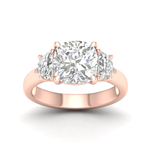 4 5/8 Ctw Cushion Side Stone Three Stone Ring