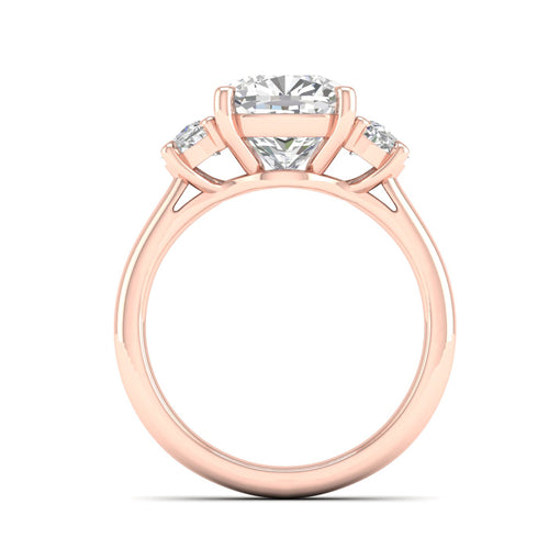 4 5/8 Ctw Cushion Side Stone Three Stone Ring