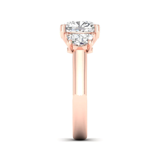 4 5/8 Ctw Cushion Side Stone Three Stone Ring