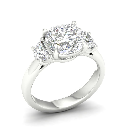4 5/8 Ctw Cushion Side Stone Three Stone Ring