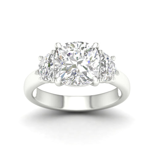 4 5/8 Ctw Cushion Side Stone Three Stone Ring