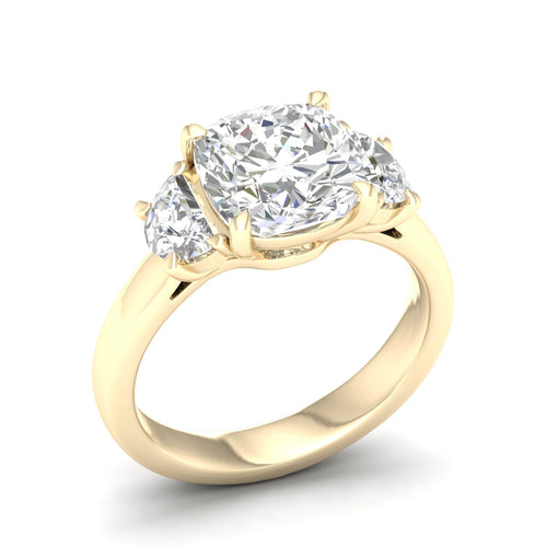 4 5/8 Ctw Cushion Side Stone Three Stone Ring
