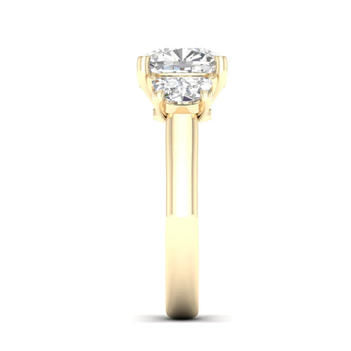 4 5/8 Ctw Cushion Side Stone Three Stone Ring