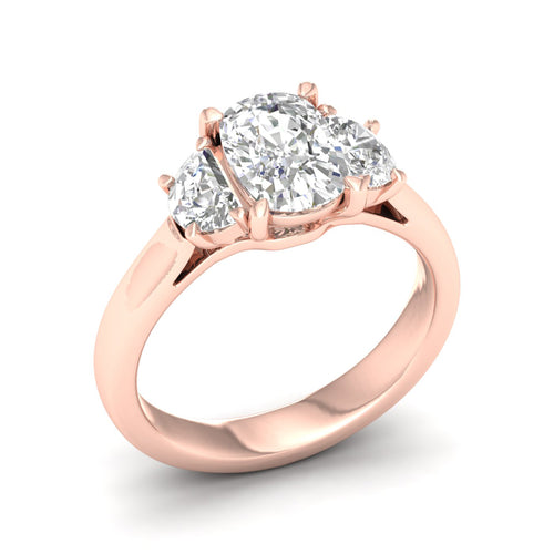 2 1/2 ctw Cushion Side Stone Three Stone Ring