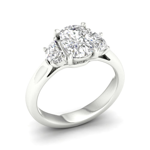 2 1/2 ctw Cushion Side Stone Three Stone Ring