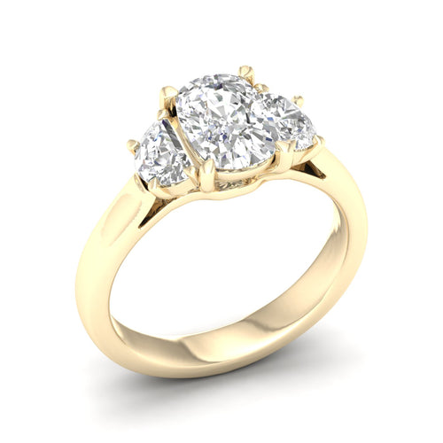 2 1/2 ctw Cushion Side Stone Three Stone Ring