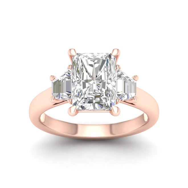 2 1/2 ctw Radiant Side Stone Three Stone Ring