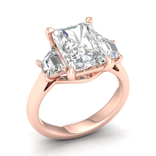 3 3/4 ctw Emerald Side Stone Three Stone Ring