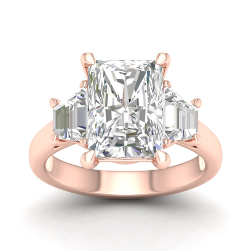 3 3/4 ctw Emerald Side Stone Three Stone Ring