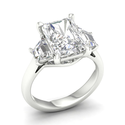 3 3/4 ctw Emerald Side Stone Three Stone Ring
