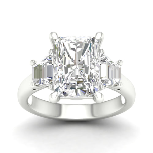 3 3/4 ctw Emerald Side Stone Three Stone Ring