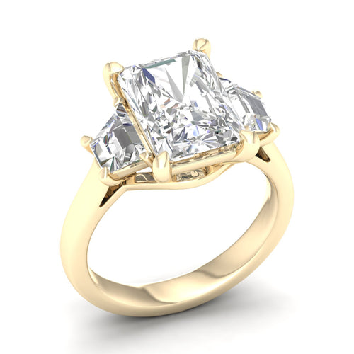 3 3/4 ctw Emerald Side Stone Three Stone Ring