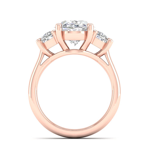 5 Ctw Oval Halfmoon Three Stone Ring