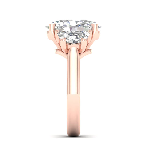 5 Ctw Oval Halfmoon Three Stone Ring