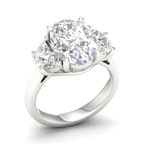 5 Ctw Oval Halfmoon Three Stone Ring