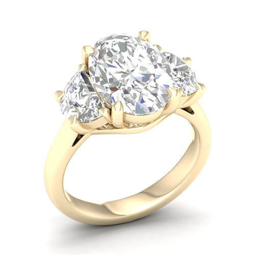 5 Ctw Oval Halfmoon Three Stone Ring
