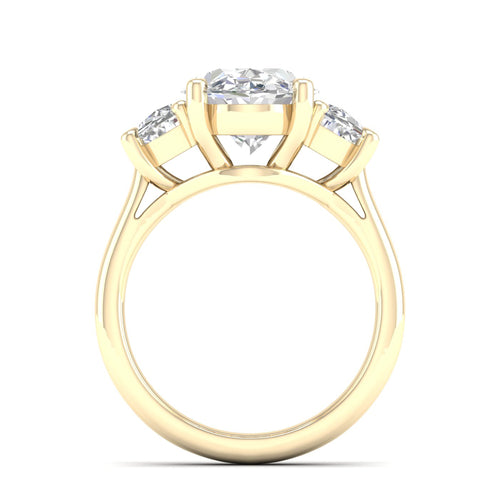 5 Ctw Oval Halfmoon Three Stone Ring