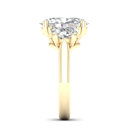 5 Ctw Oval Halfmoon Three Stone Ring
