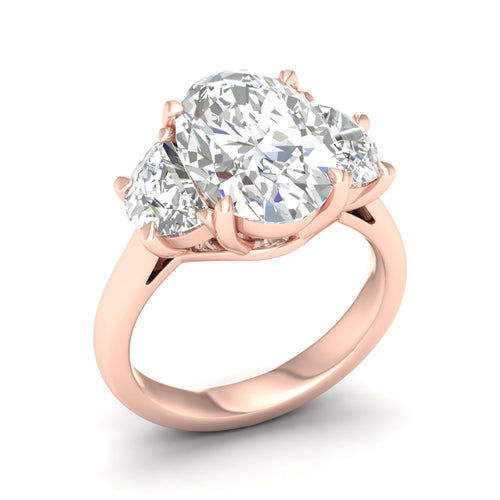 3 3/4 ctw Oval Halfmoon Three Stone Ring