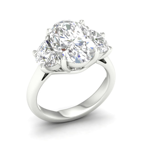 3 3/4 ctw Oval Halfmoon Three Stone Ring