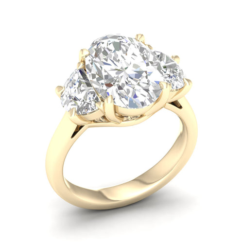 3 3/4 ctw Oval Halfmoon Three Stone Ring