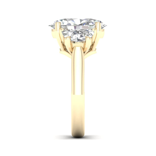 3 3/4 ctw Oval Halfmoon Three Stone Ring