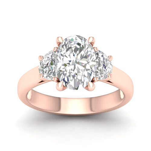 2 1/2 ctw Oval Halfmoon Three Stone Ring