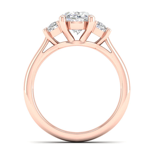 2 1/2 ctw Oval Halfmoon Three Stone Ring