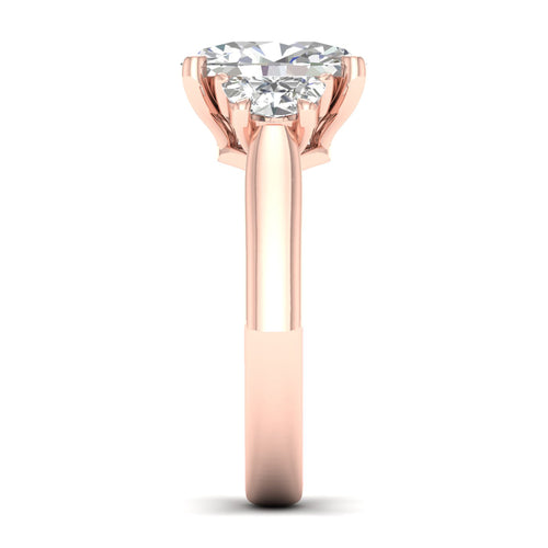 2 1/2 ctw Oval Halfmoon Three Stone Ring