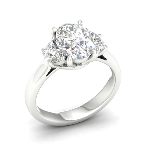 2 1/2 ctw Oval Halfmoon Three Stone Ring