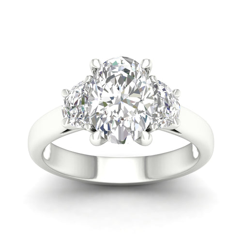 2 1/2 ctw Oval Halfmoon Three Stone Ring