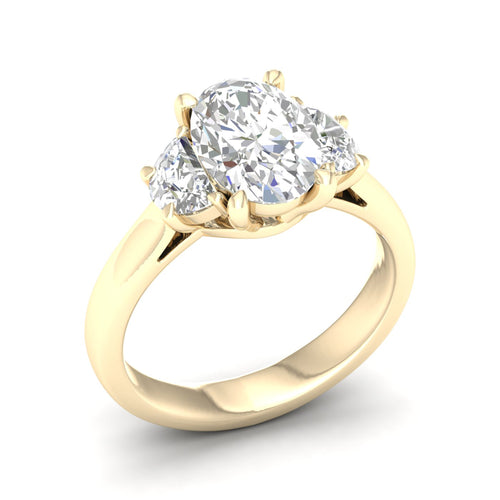 2 1/2 ctw Oval Halfmoon Three Stone Ring