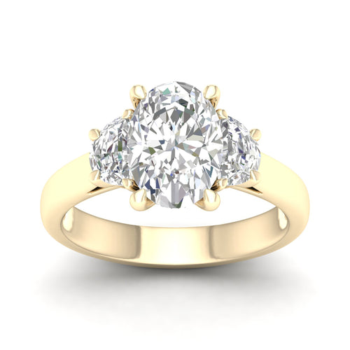 2 1/2 ctw Oval Halfmoon Three Stone Ring
